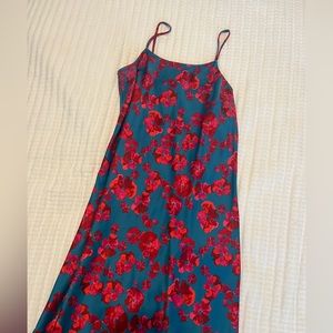 A New Day Satin Floral Slip Dress Cowl Neck Size M